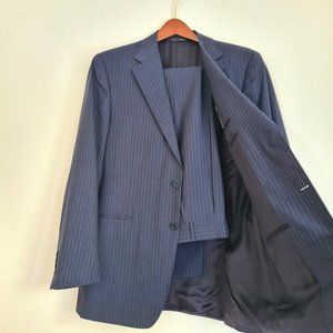 95% wool Canali Mens dark blue pinstripe suit